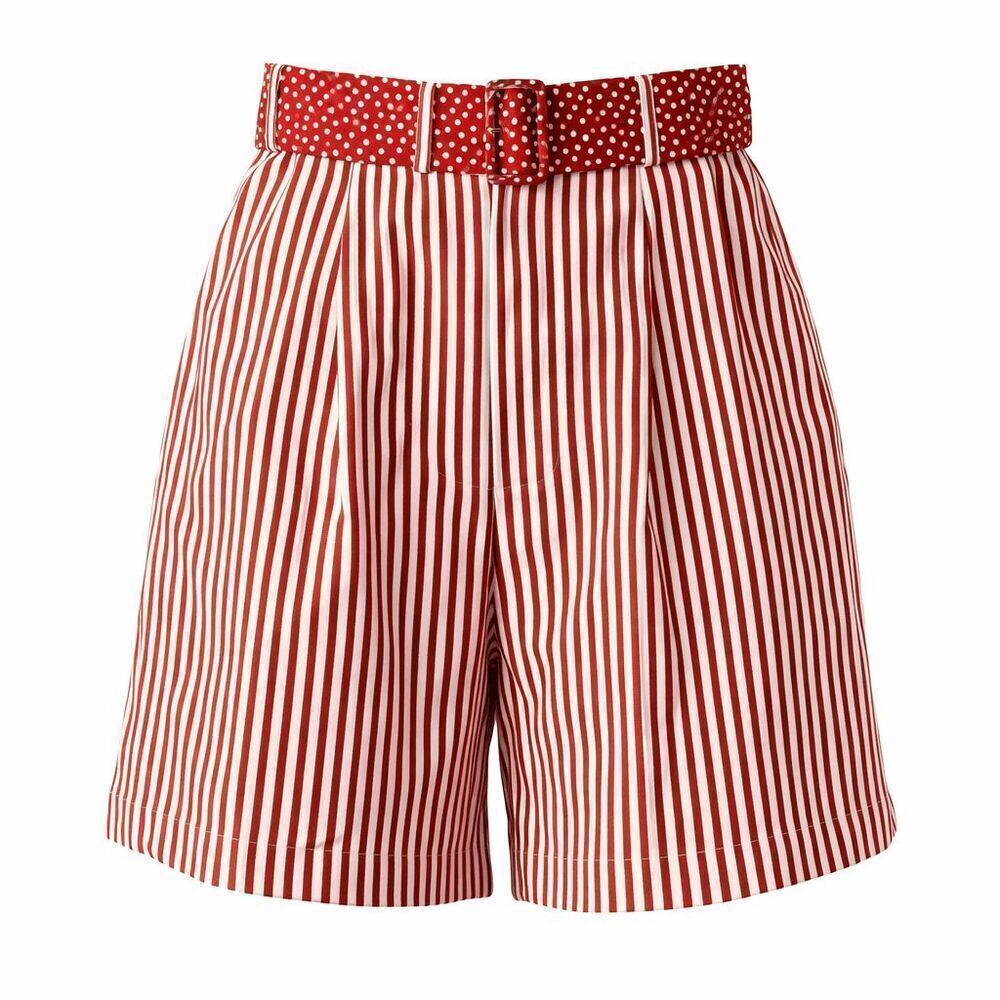 VTG High Waist Stripe Shorts Polka Dot Belt Prep Coastal Circus Core S